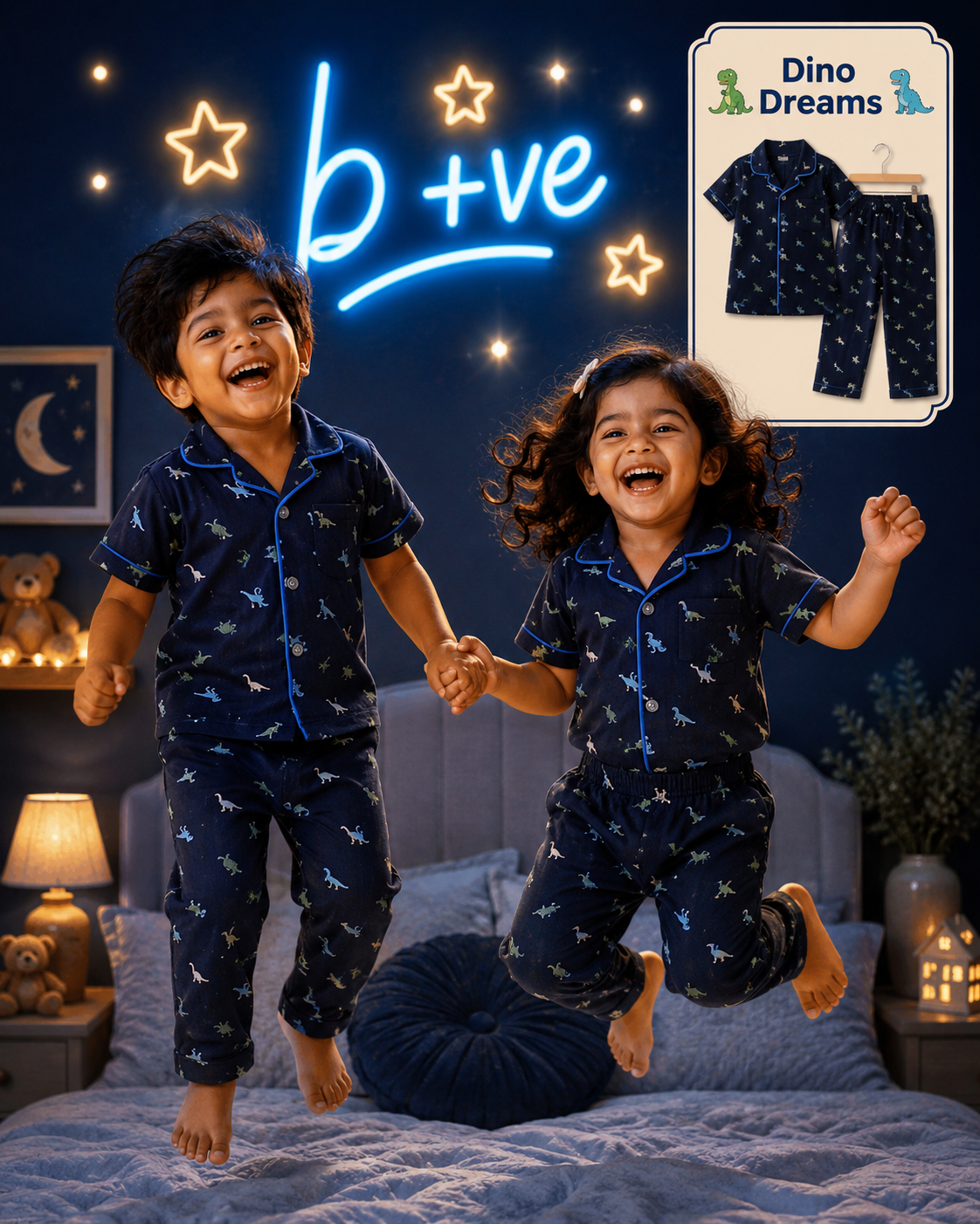 Ribbed Cotton Collar Night Suits | Soft and Cozy | 1y-3yrs