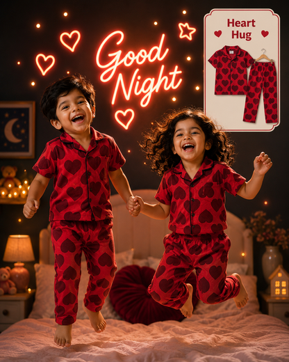 Ribbed Cotton Collar Night Suits | Soft and Cozy | 1y-3yrs