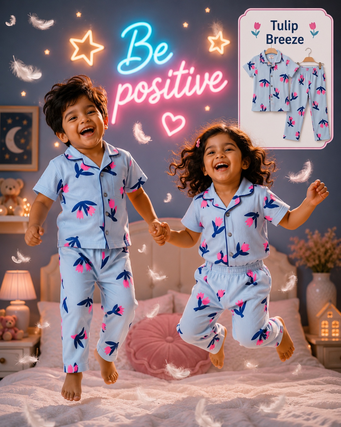 Ribbed Cotton Collar Night Suits | Soft and Cozy | 1y-3yrs
