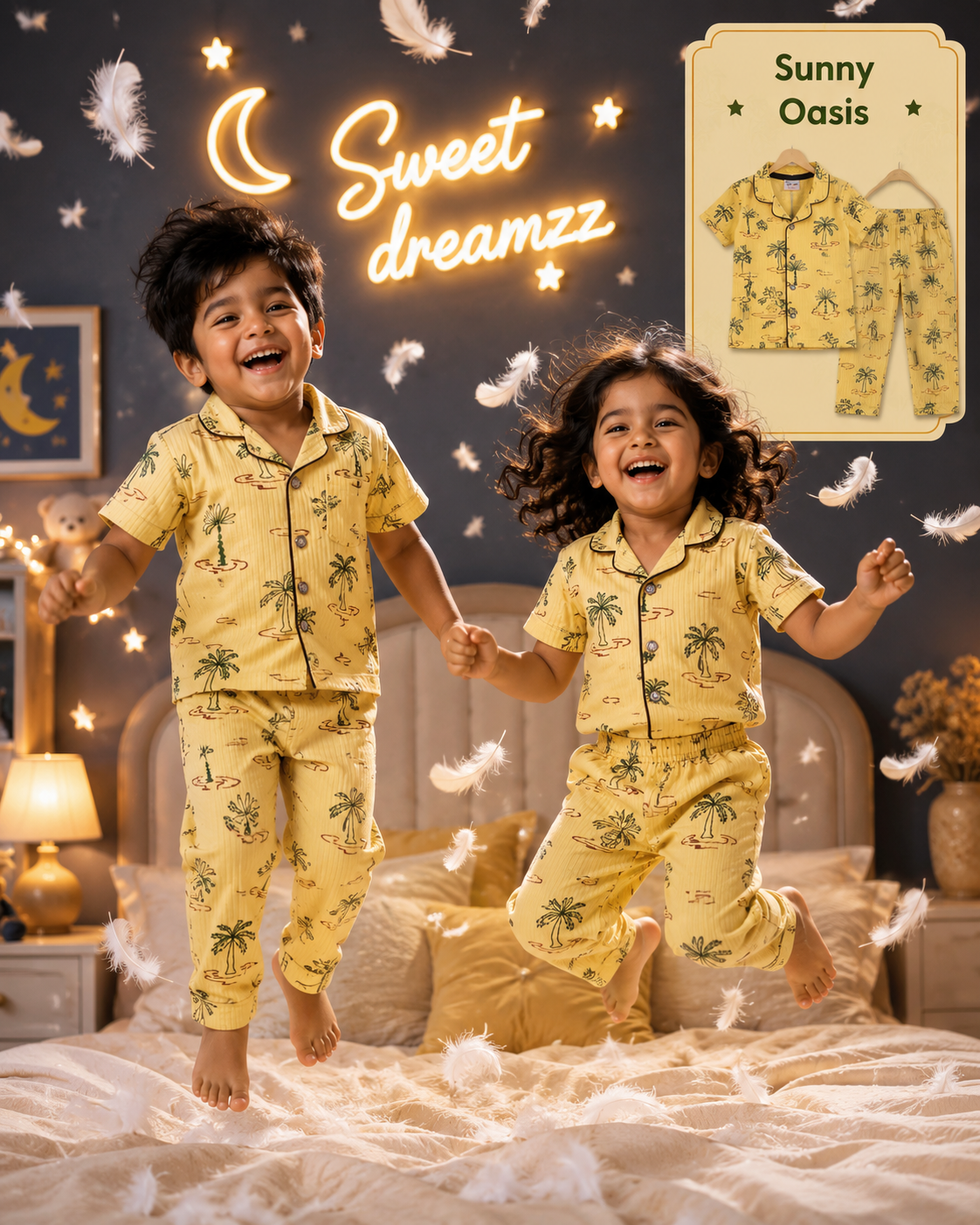 Ribbed Cotton Collar Night Suits | Soft and Cozy | 1y-3yrs