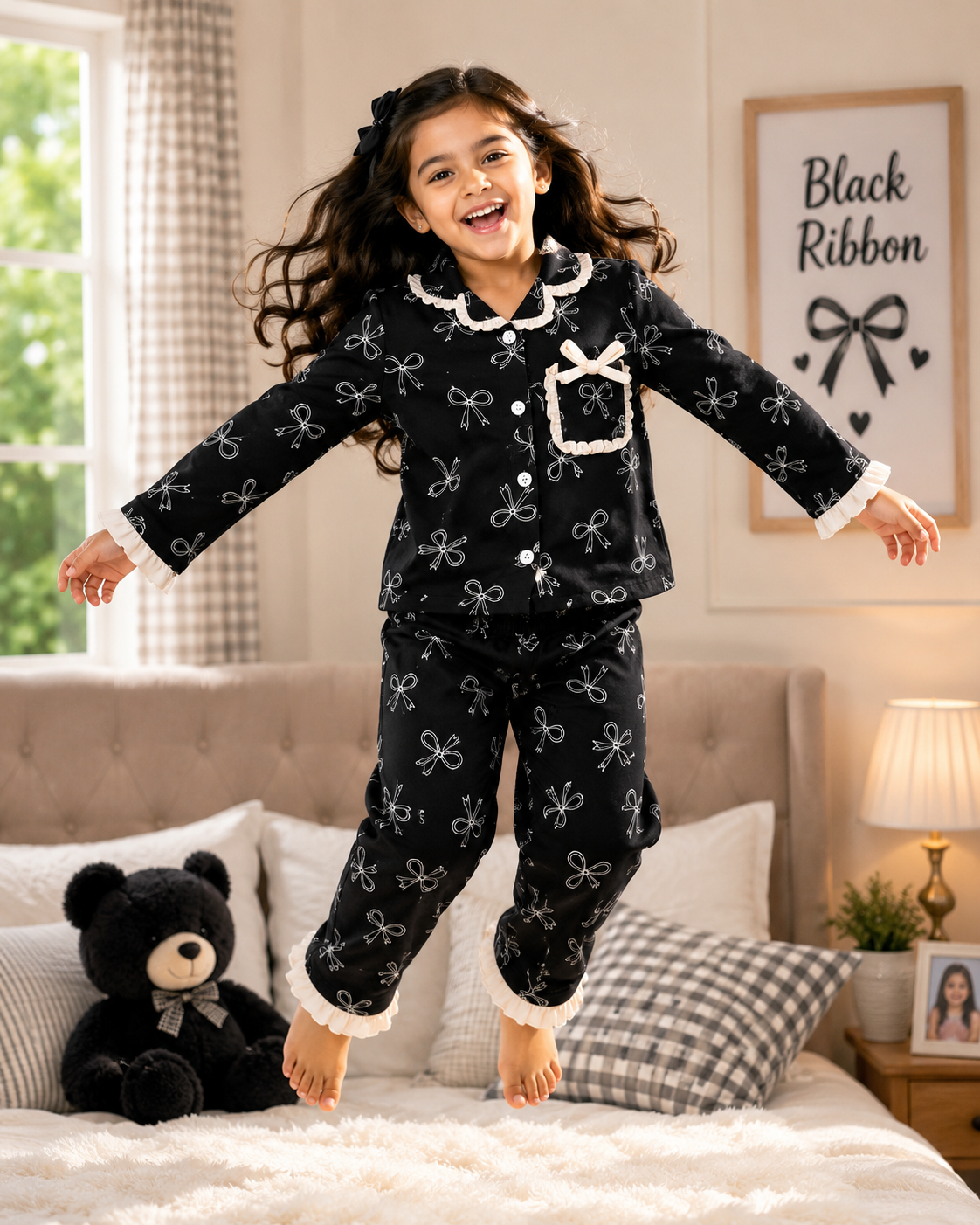 Premium ruffle pocket Sleepwear Sets for Girls|3-12years