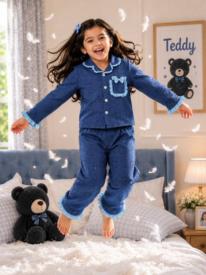 Premium ruffle pocket Sleepwear Sets for Girls|3-12years