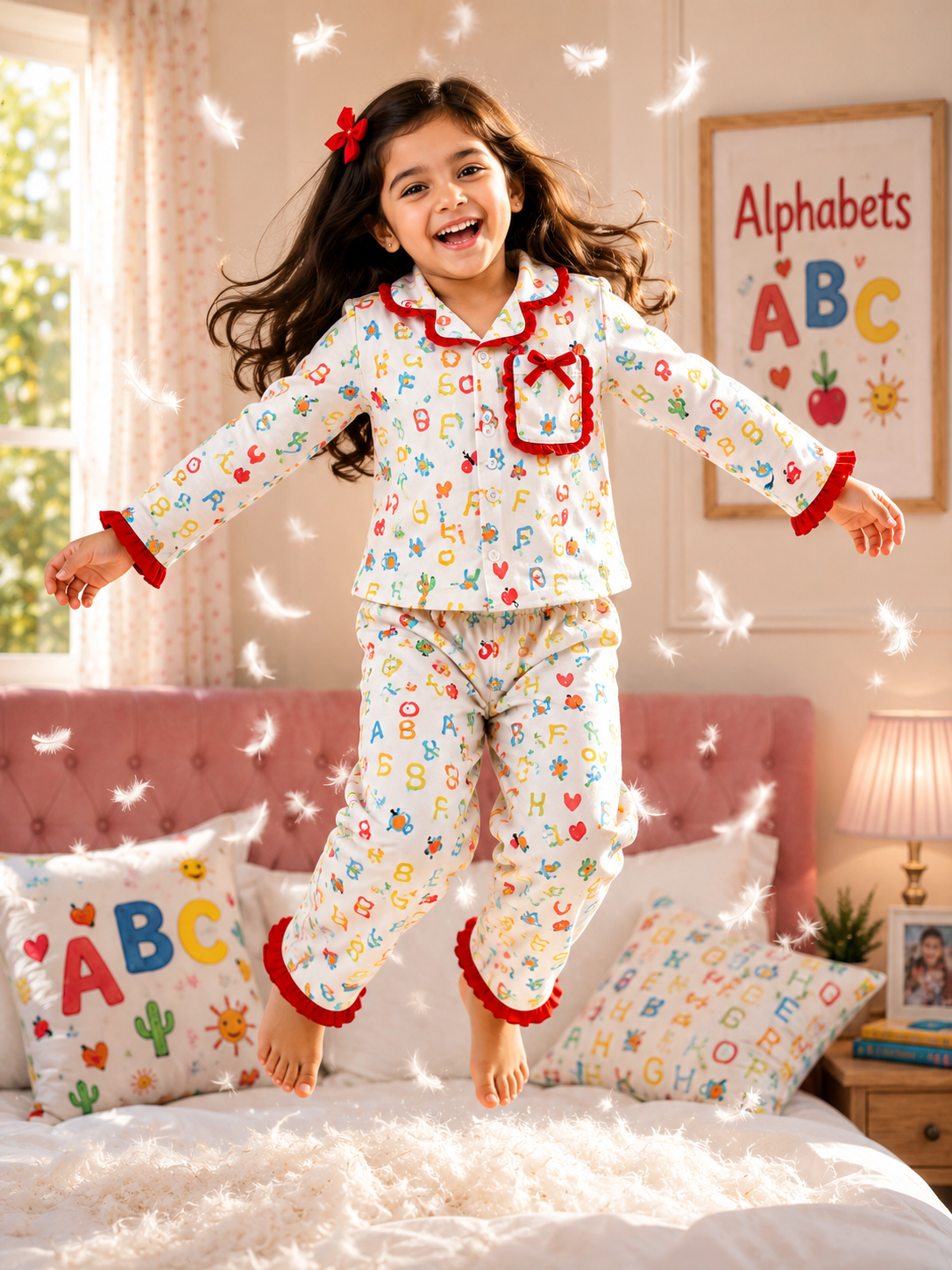 Premium ruffle pocket Sleepwear Sets for Girls|3-12years