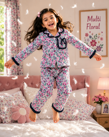 Premium ruffle pocket Sleepwear Sets for Girls|3-12years