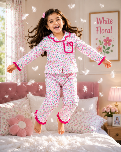 Premium ruffle pocket Sleepwear Sets for Girls|3-12years