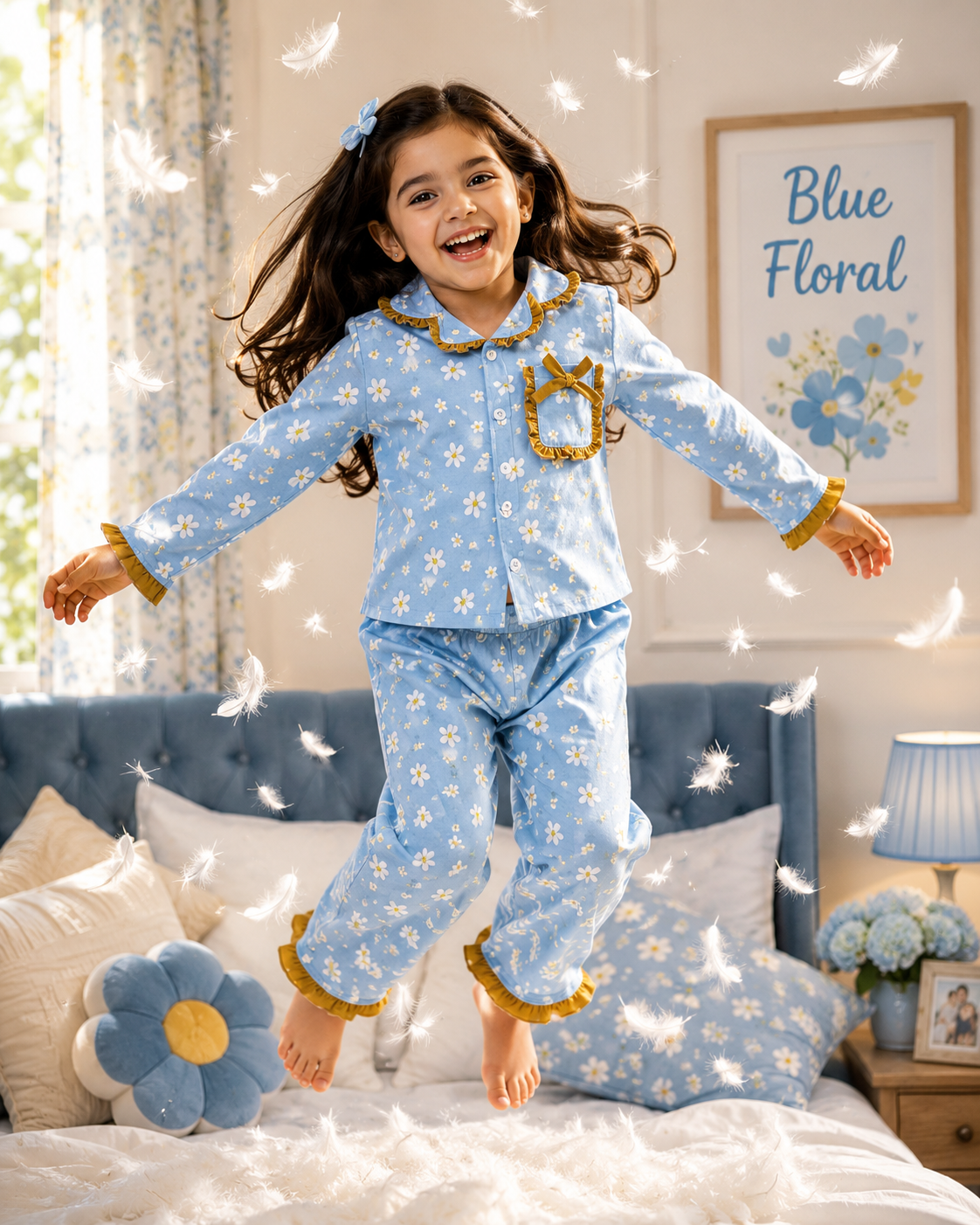 Premium ruffle pocket Sleepwear Sets for Girls|3-12years