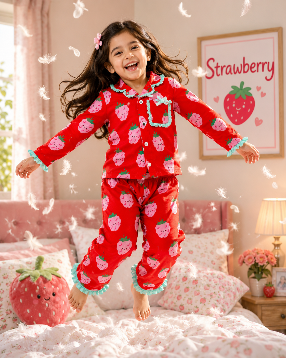 Premium ruffle pocket Sleepwear Sets for Girls|3-12years