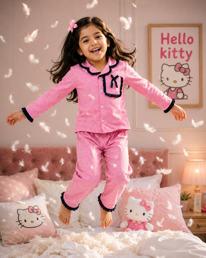Premium ruffle pocket Sleepwear Sets for Girls|3-12years