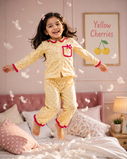 Premium ruffle pocket Sleepwear Sets for Girls|3-12years
