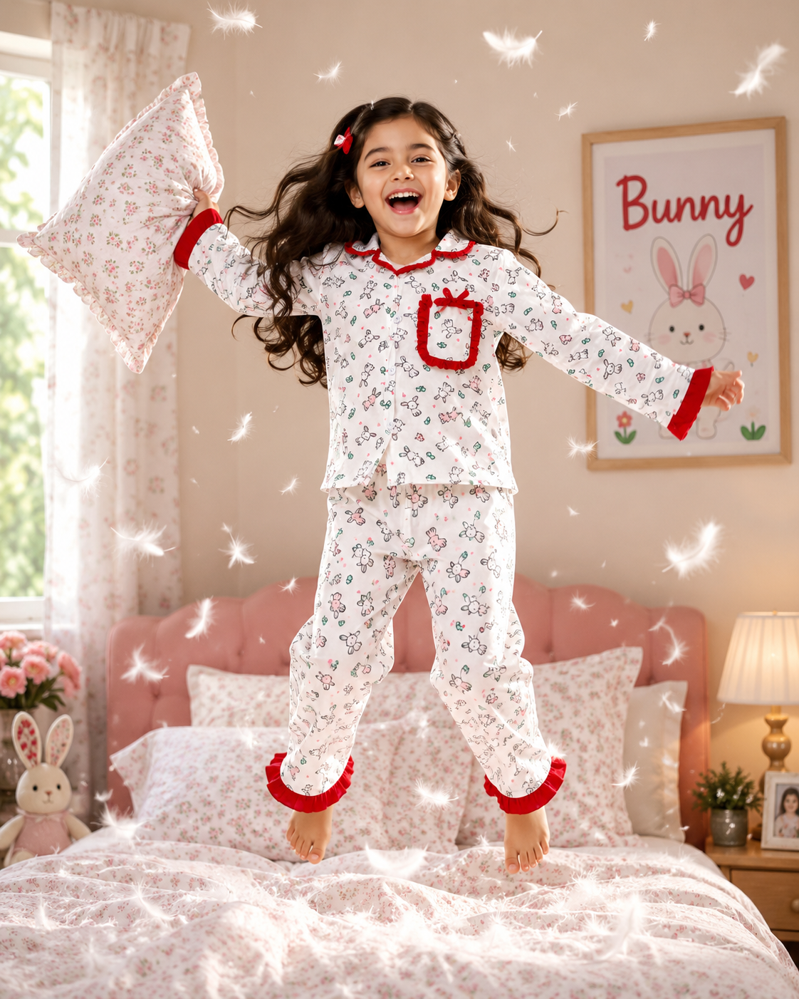 Premium ruffle pocket Sleepwear Sets for Girls|3-12years