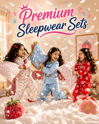 Premium ruffle pocket Sleepwear Sets for Girls|3-12years