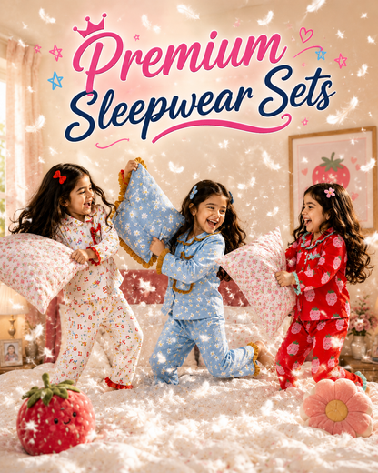 Premium ruffle pocket Sleepwear Sets for Girls|3-12years