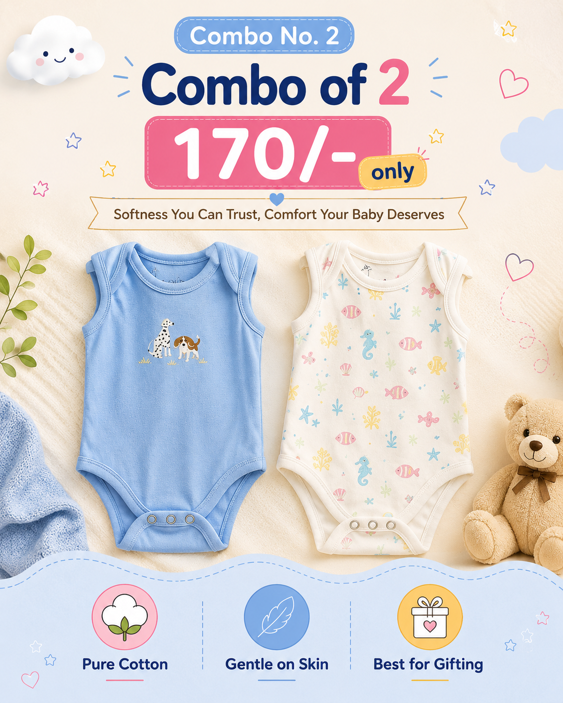Premium Onesies for 6-12 months | Soft and Breathable