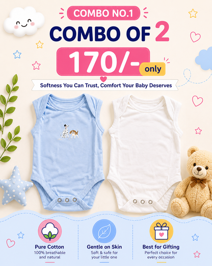 Premium Onesies for Newborn | Combo of 2 | Soft and Breathable