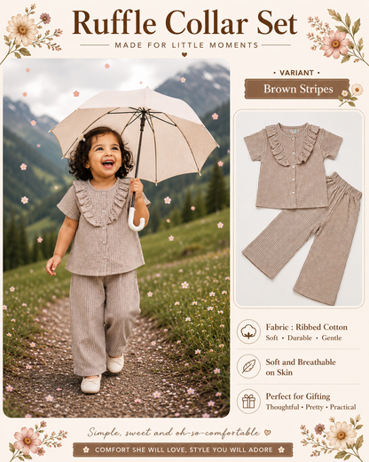 Ruffle Collar Sets for Girls| 1yr to 5yrs | Ribbed Cotton