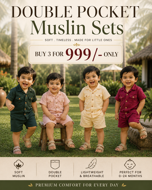 Muslin Double Pocket Short Sets | 3m to 24months