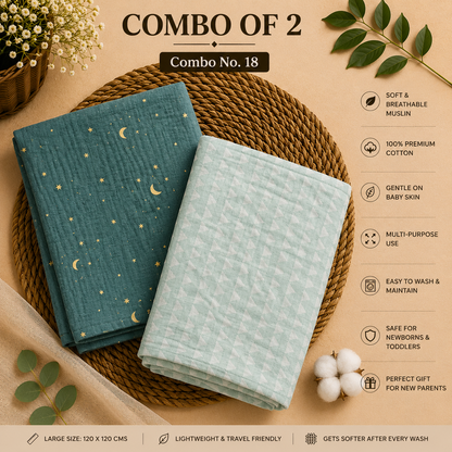Pure Muslin Towels combo pack | swaddle 120*120cm