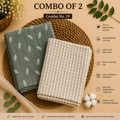 Pure Muslin Towels combo pack | swaddle 120*120cm