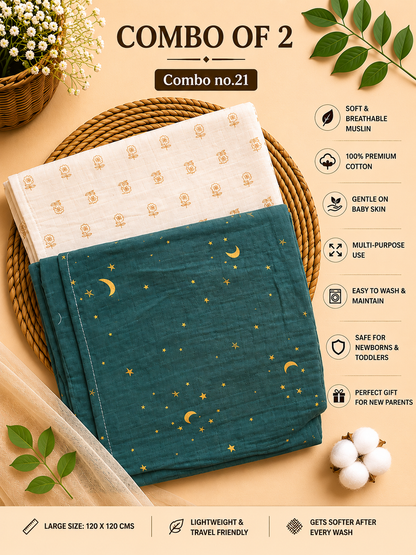 Pure Muslin Towels combo pack | swaddle 120*120cm