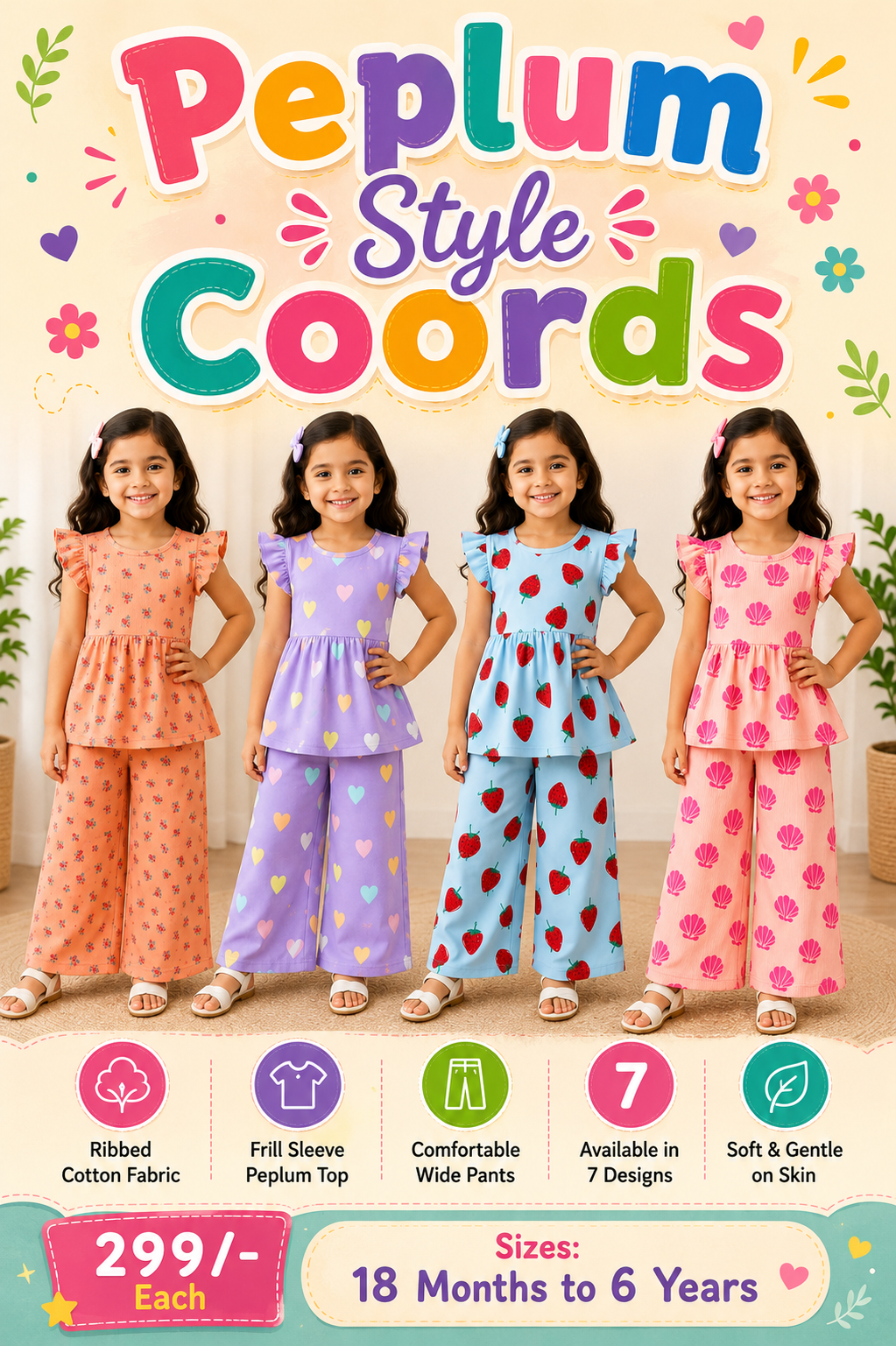 Peplum Style Coord Sets | 18m to 5yrs | Extra stylish Edition