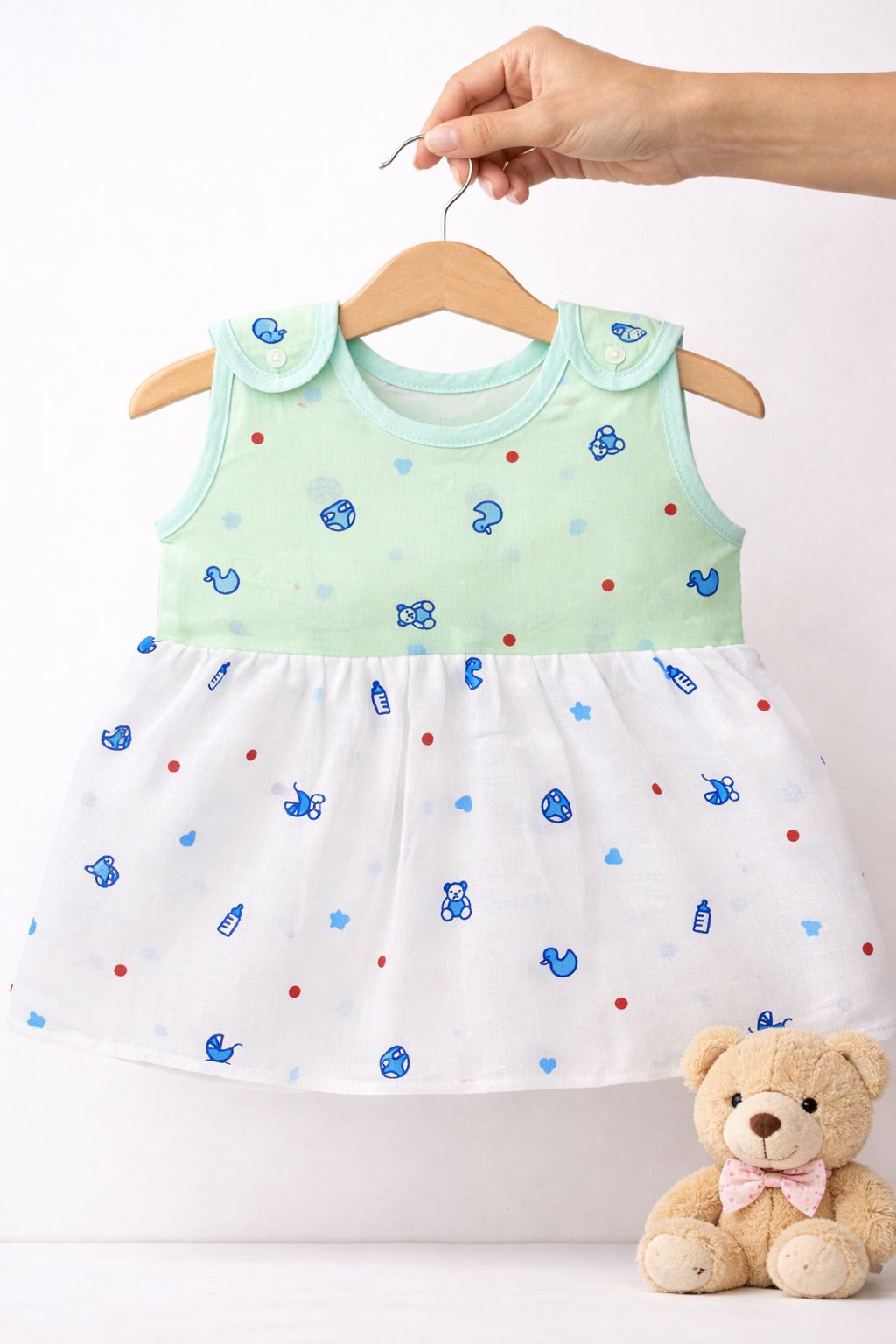 Muslin Shoulder Button Frocks (0-6M) -99/- per Frock