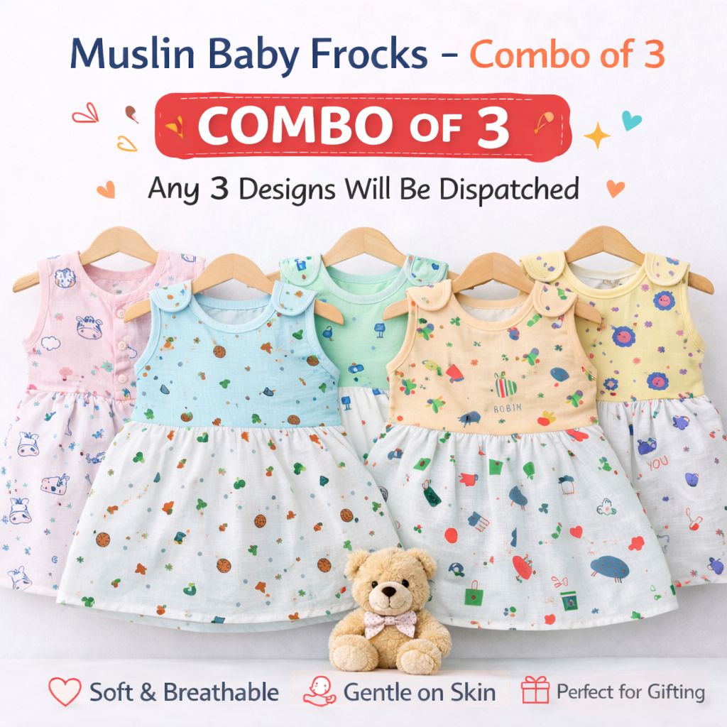 Muslin Shoulder Button Frocks (0-6M) -99/- per Frock