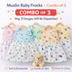 Shoulder Button cotton Frocks (0-6M) -99/- per Frock