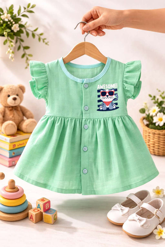 Frill Sleeve Muslin Frocks (6–12 Months)