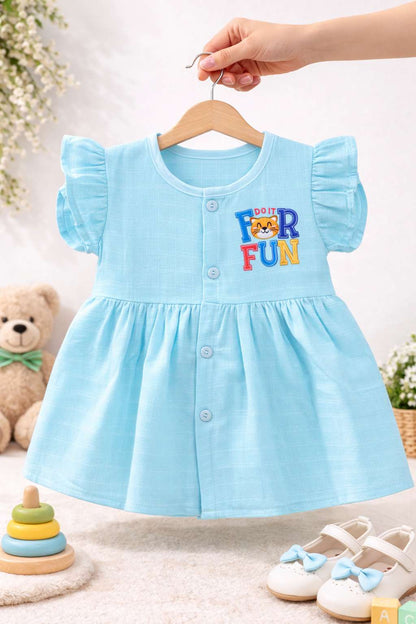 Frill Sleeve Muslin Frocks (6–12 Months)