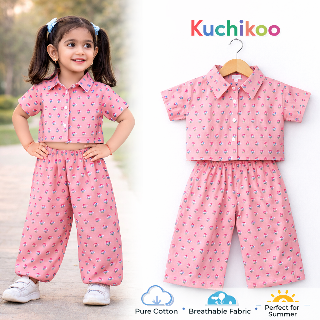 Pure Cotton Palazzo Set with Crop Top
