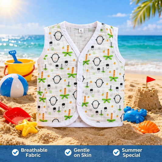 Muslin Sleeveless Jabla (1 to 2yrs)