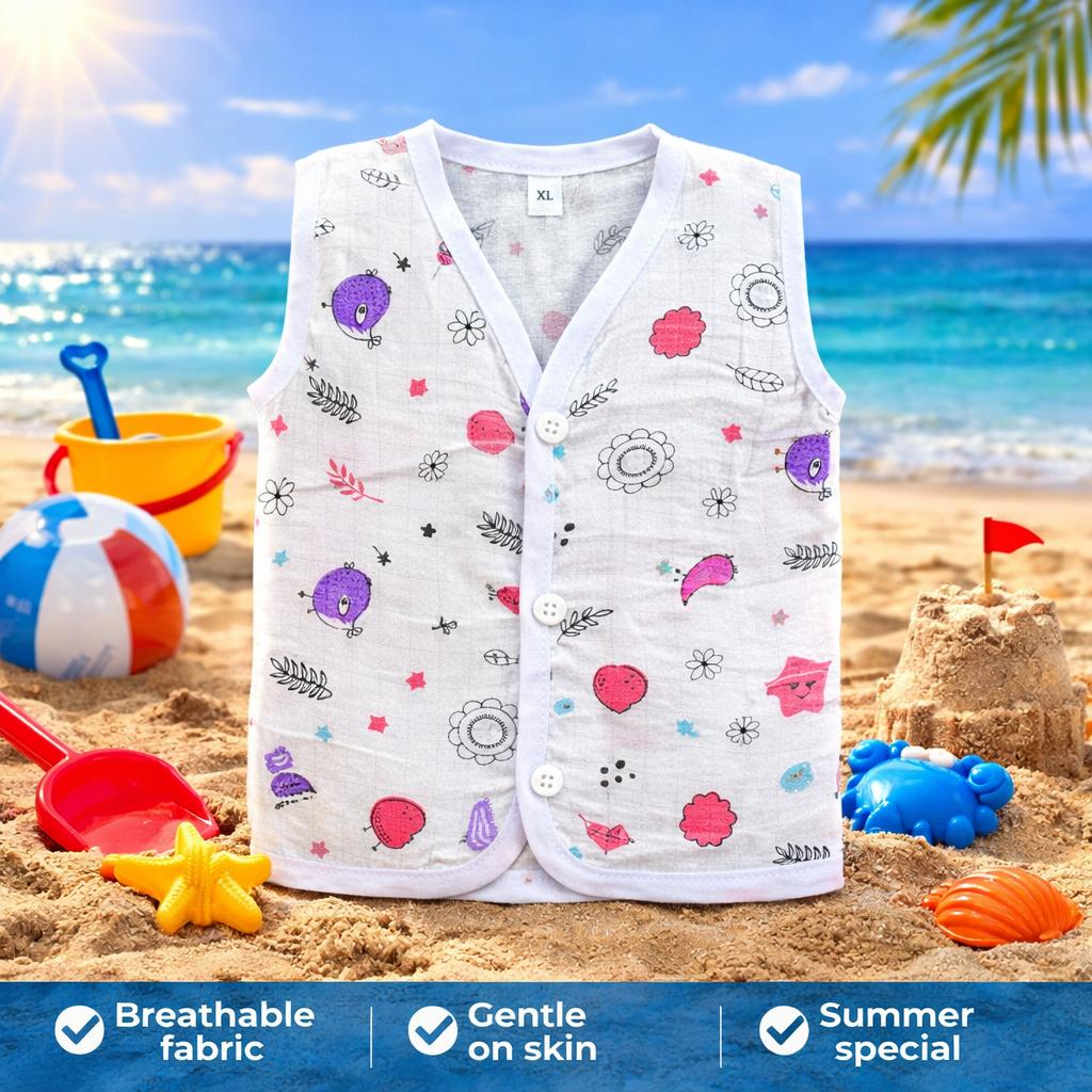 Muslin Sleeveless Jabla (1 to 2yrs)