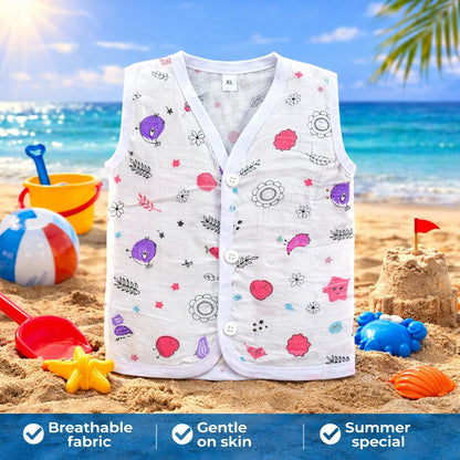 Muslin Sleeveless Jabla (1 to 2yrs)