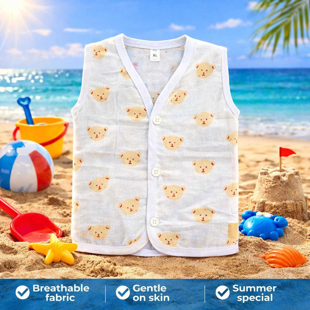 Muslin Sleeveless Jabla (1 to 2yrs)