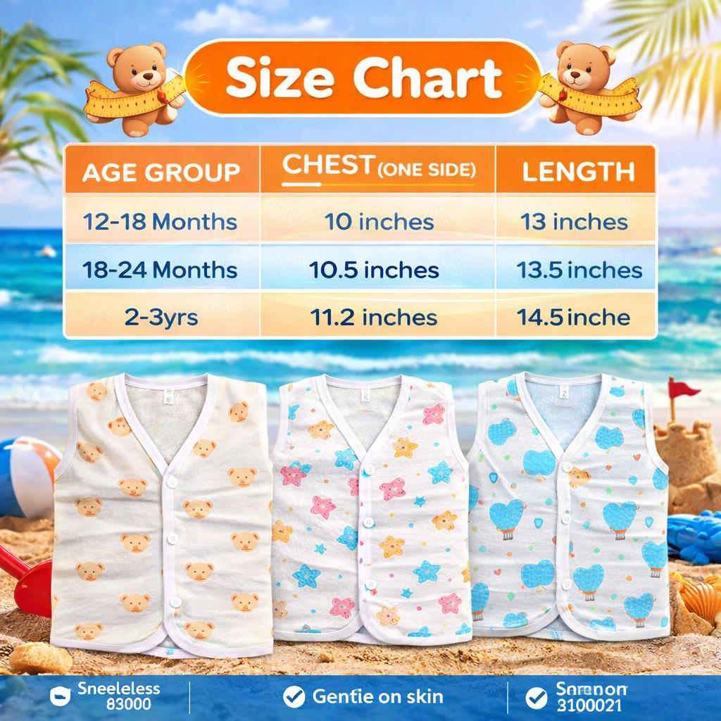 Muslin Sleeveless Jabla (1 to 2yrs)