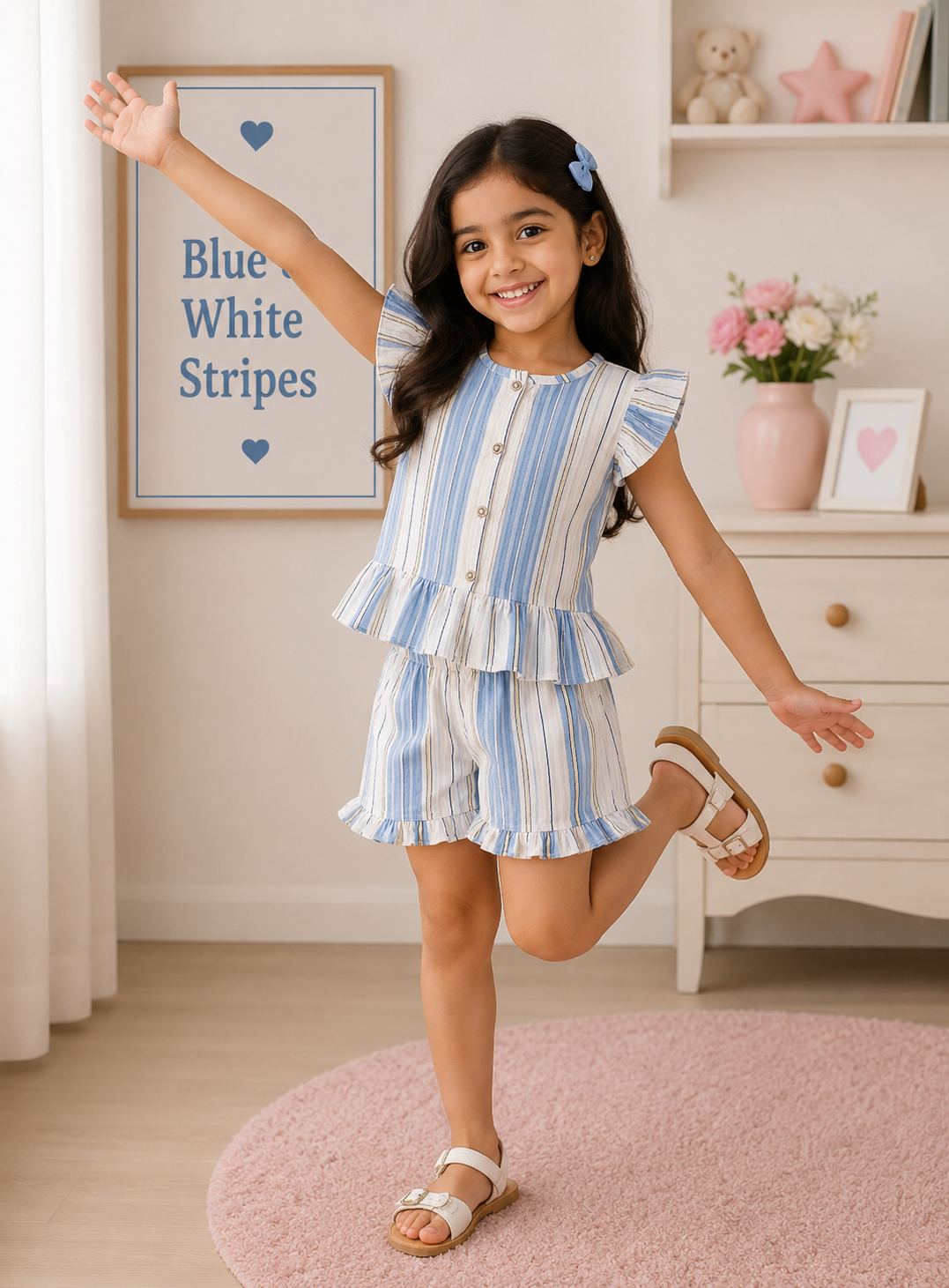 Front Open Ribbed Cotton Frill Short Sets | Comfy & Easy Wear |2-6yrs