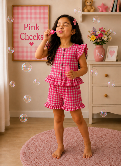 Front Open Ribbed Cotton Frill Short Sets | Comfy & Easy Wear |2-6yrs
