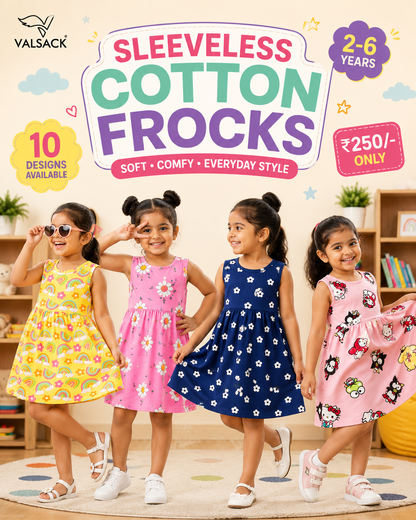 Pure Cotton Frocks for 2-6yrs Girls | Super soft and comfortable fabric