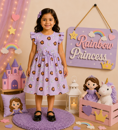 Frill Sleeve Bow Cotton Frocks 1-4yrs