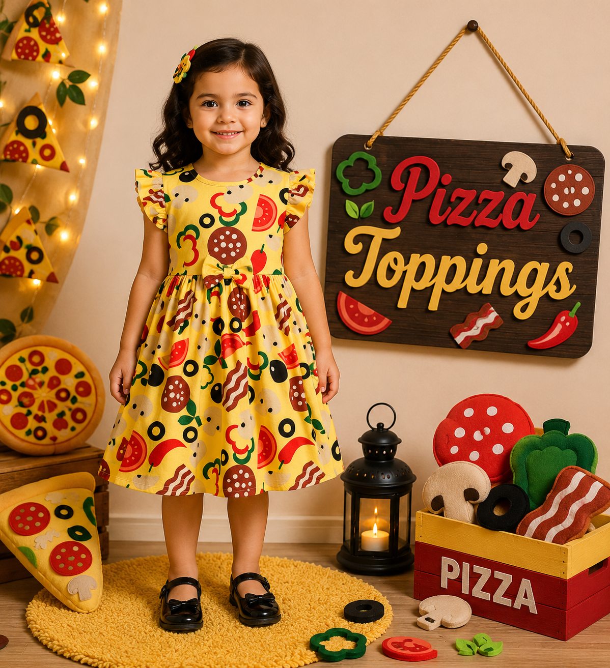 Frill Sleeve Bow Cotton Frocks 1-4yrs