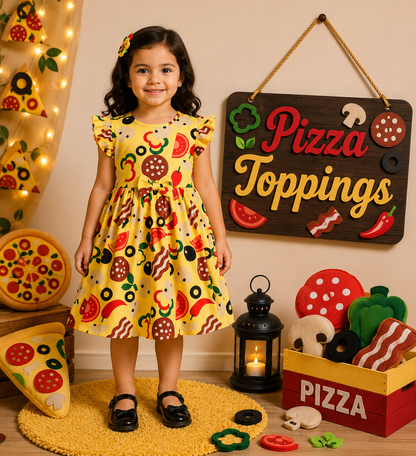 Frill Sleeve Bow Cotton Frocks 1-4yrs