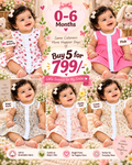 Snap Button Short Frocks for 0 to 6 Months baby Girls