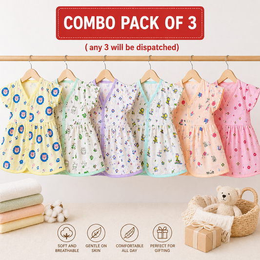 Half Sleeve Frock - Pack of 3 (6-9M)