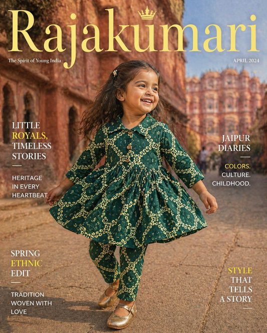 Summer Cotton Coords |Green Grace Print | 1 to 9yrs| Indian Prints |Pure Aesthetic collection