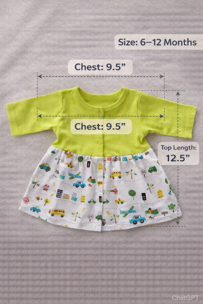 Baby Full-Sleeve Open button frocks (3-12m)(Pack of 4)