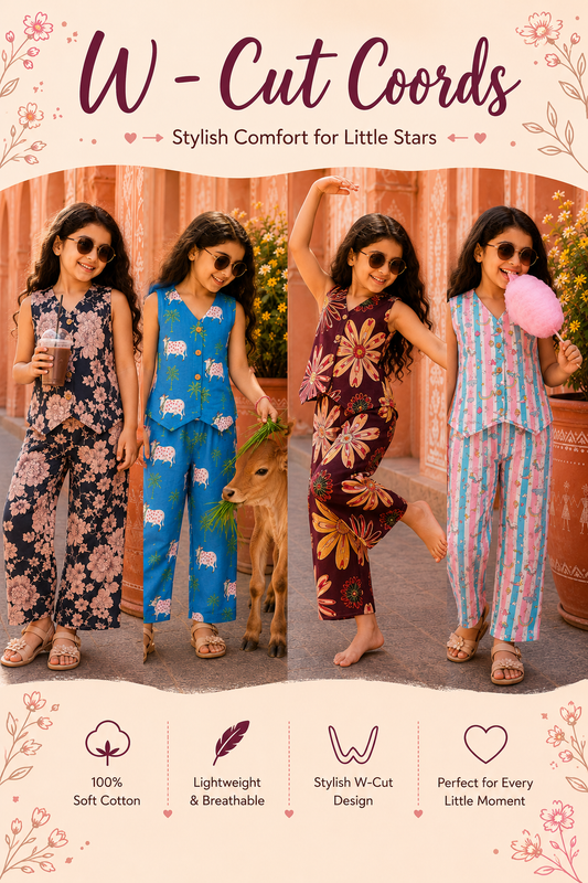 Stylish W-Cut Indo western cotton Coords