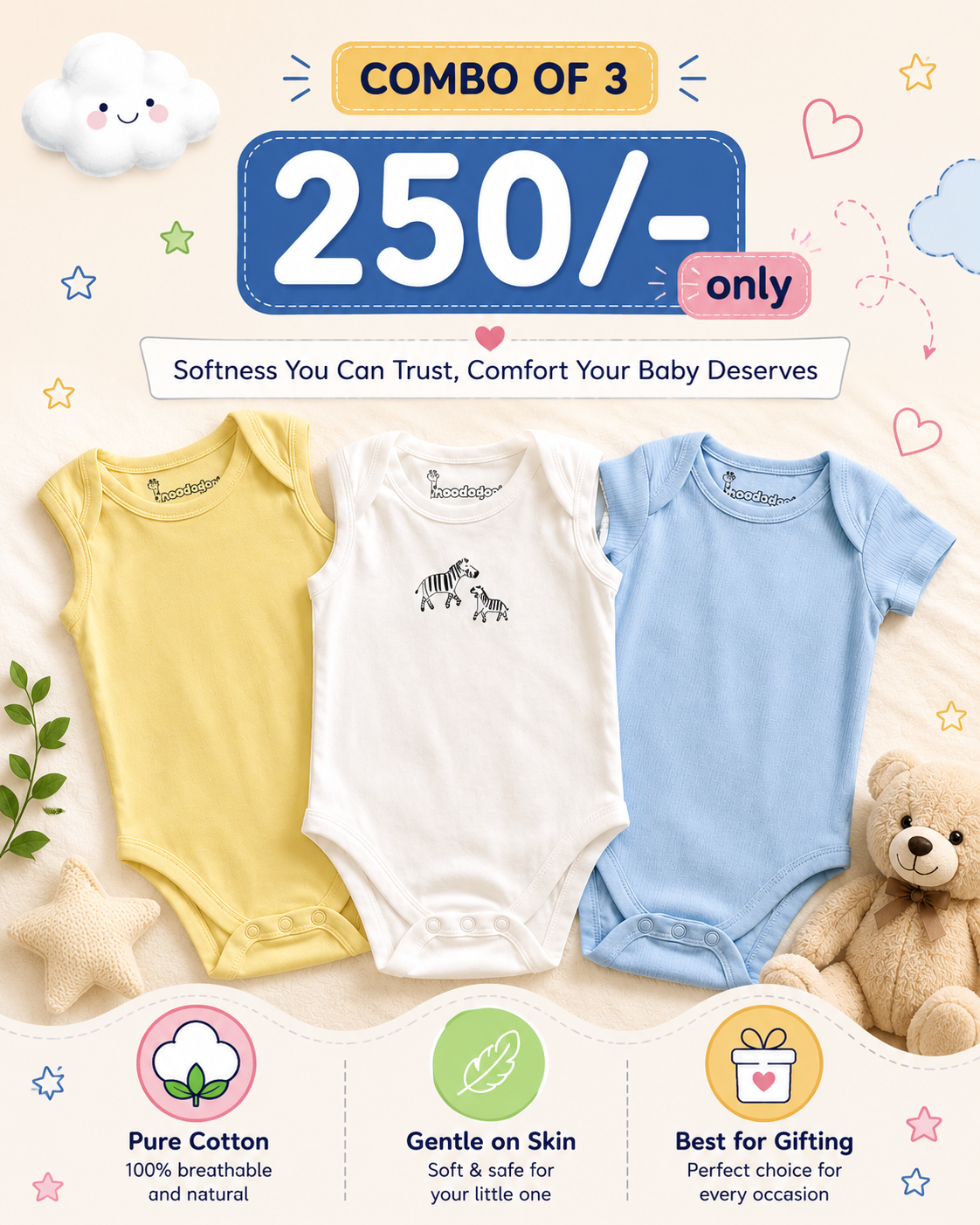 Premium Onesies for 6-12 months | Soft and Breathable