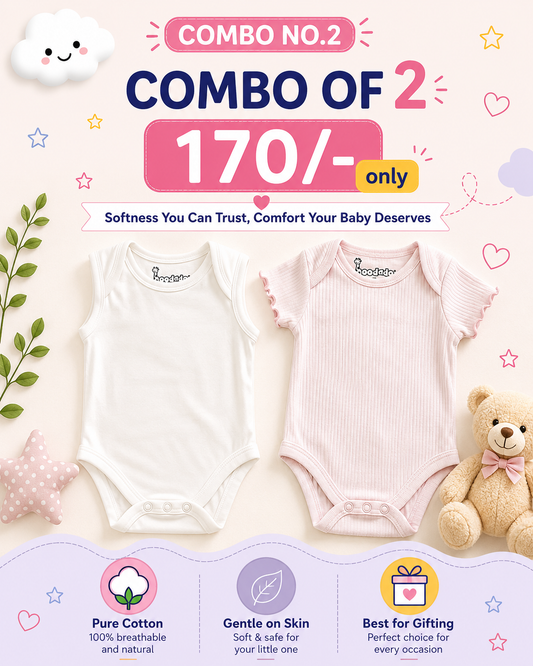 Premium Onesies for Newborn | Combo of 2 | Soft and Breathable