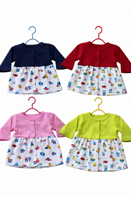 Baby Full-Sleeve Open button frocks (Pack of 4)
