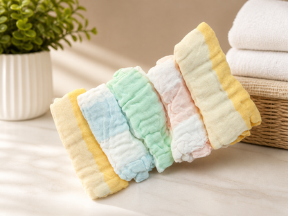 6 layer Muslin Baby washcloth| napkin (Pack of 5) – Ultra Soft & Gentle